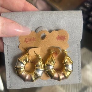 Chunky gold and silver hoop earrings